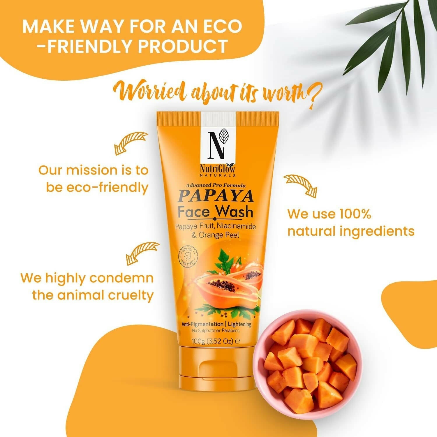 NutriGlow NATURAL'S Advanced Pro Formula Papaya for Skin Brightening & Tan Removal Face Wash - Grab2buy