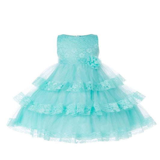 Asmaani Baby Girl's Blue Colour Satin A-Line Maxi Full Length Dress (AS-DRESS-22114)