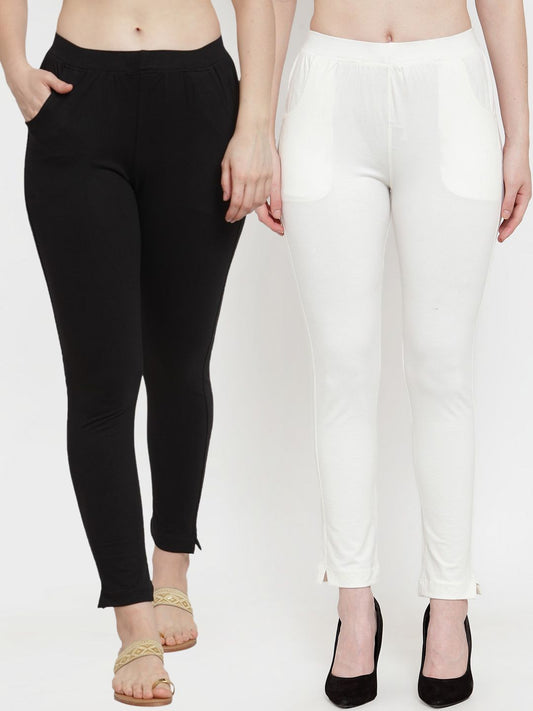 TAG 7 Women Pack Of 2 Solid Ankle-Length Straight-Fit Leggings