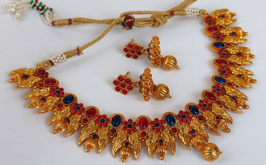 Kemp Peacock Pink & Blue Necklace Set - Grab2buy