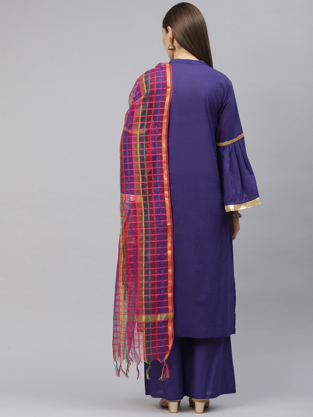 NOZ2TOZ Blue Ethnic Motifs Printed Regular Pure Cotton Kurta With Palazzos & With Dupatta - Grab2buy