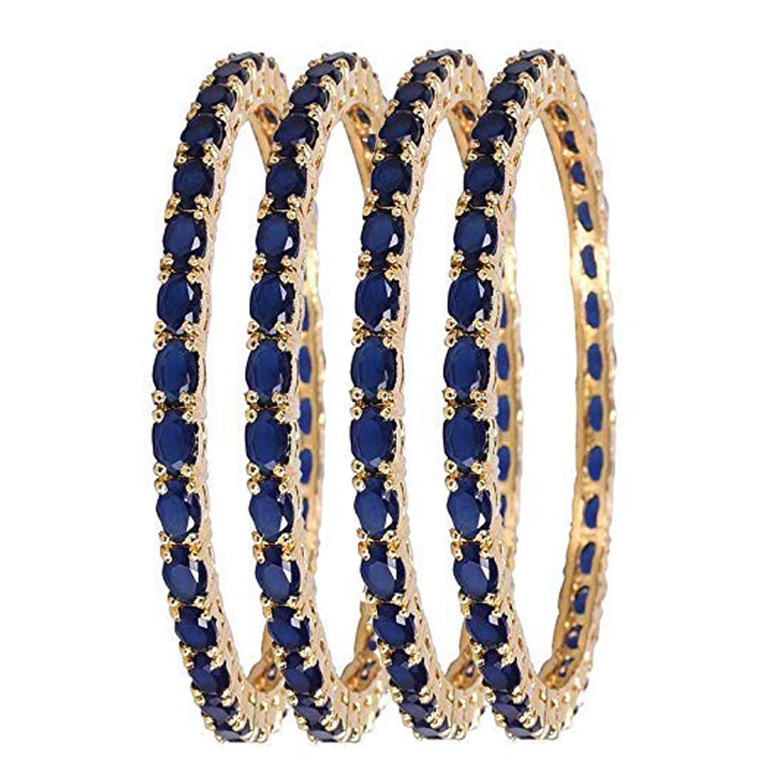Gold-Plated Alloy Designer Blue Combo Of Ad Bangles - The Pari - Grab2buy