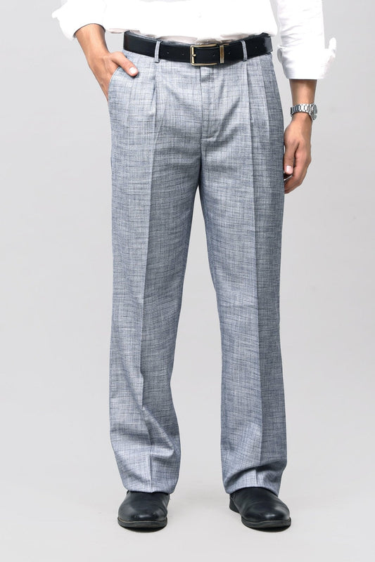 Bluebird Elegant Blue Check Pleated Trouser