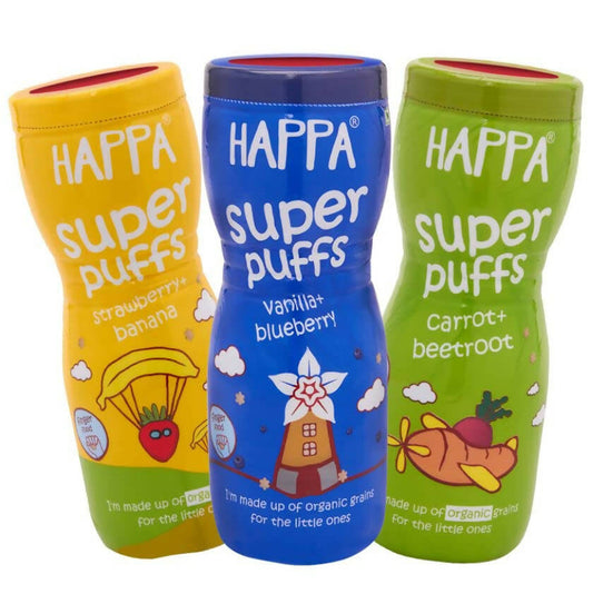 Happa Organic Multigrain Super Puffs Combo Of 3 (8 Months+) Grab2Buy Happa Grab2Buy