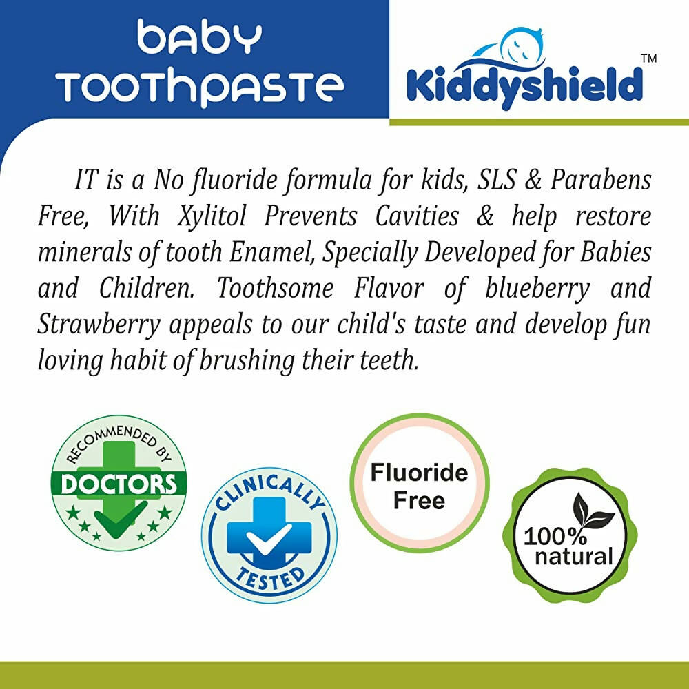 Kiddyshield Fluoride Free Formula Baby Toothpaste Blueberry For Kids 1+ Years - Grab2buy