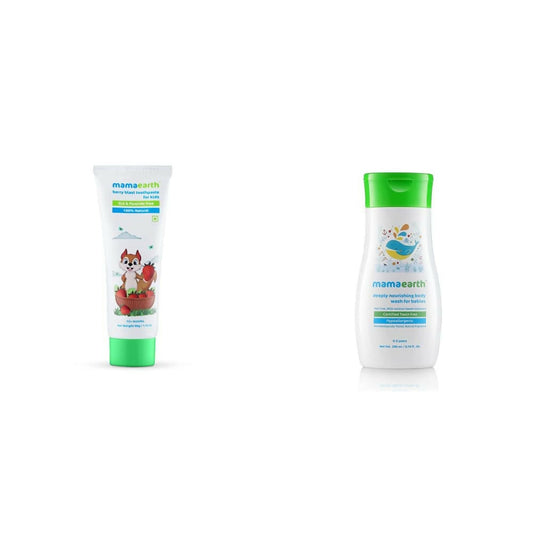 Mamaearth Natural Berry Blast Kids Toothpaste & Deeply Nourishing Wash for Babies Genie India