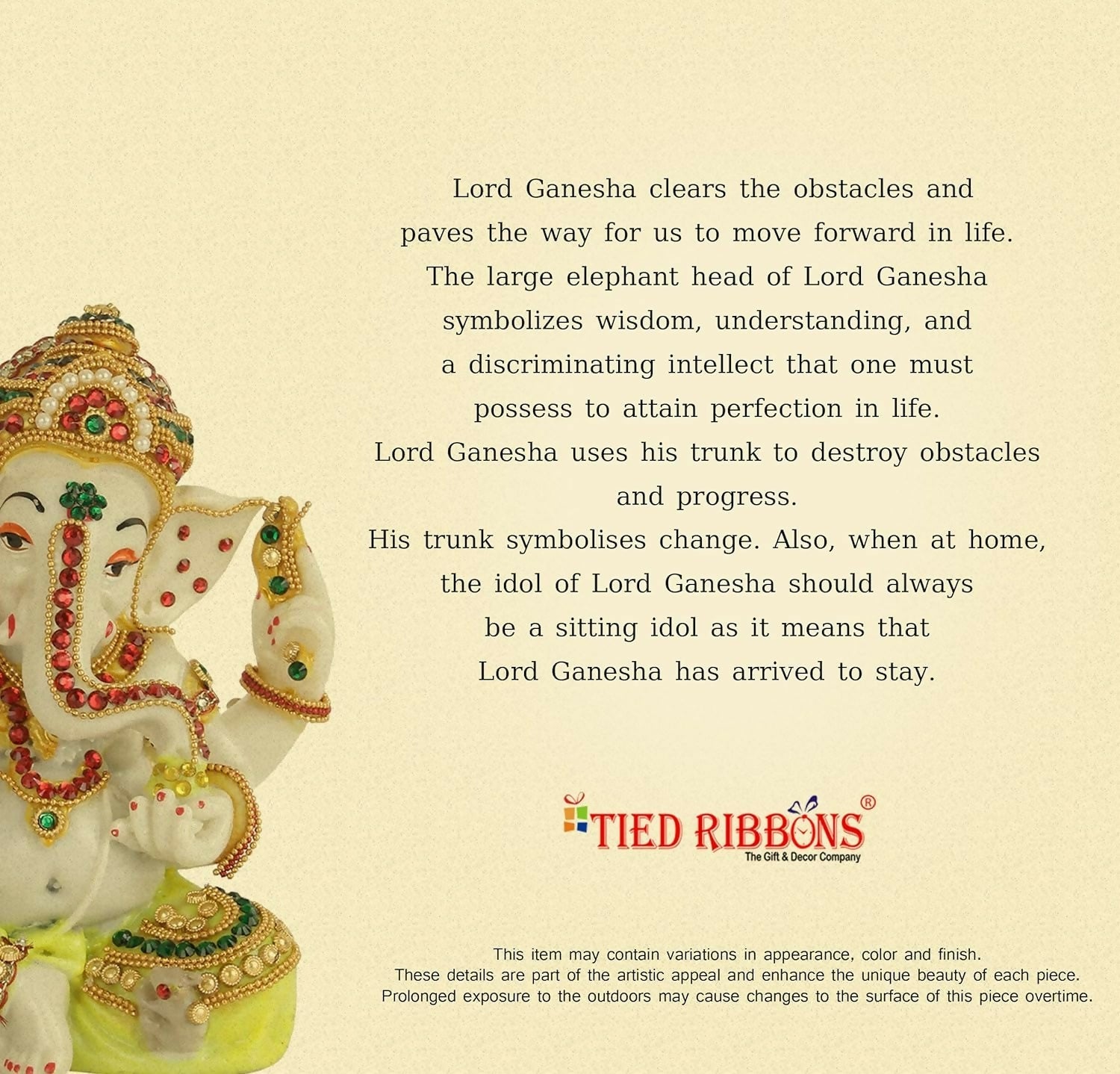 Tied Ribbons Decorative Murli Ganesh Idol - Grab2buy