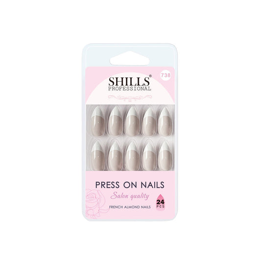 Shills Professional Reusable Press On Nails French Almond - SPN738