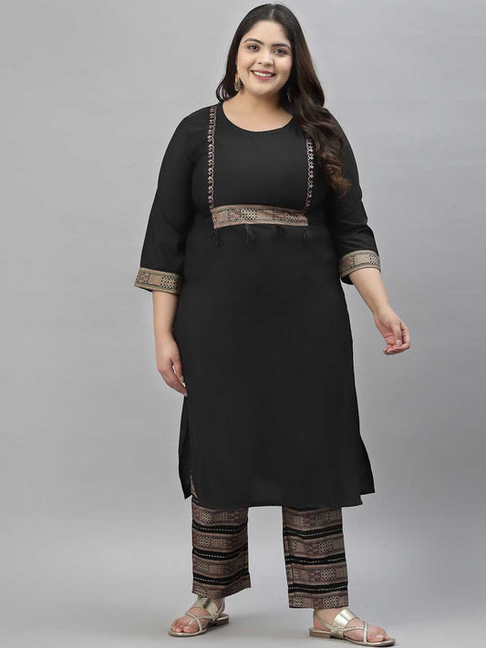 Sztori Plus Size Ethnic Motifs Printed Regular Kurta with Trousers