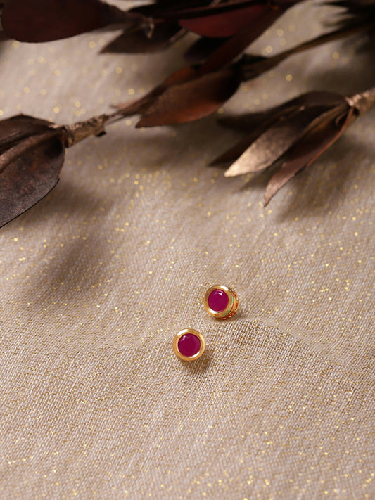 Maroon Circular Studs Earrings - Ruby Raang - Grab2buy