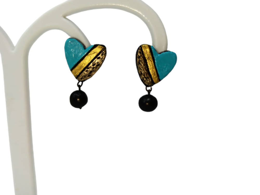 Terracotta Heart-Shape Ear Studs