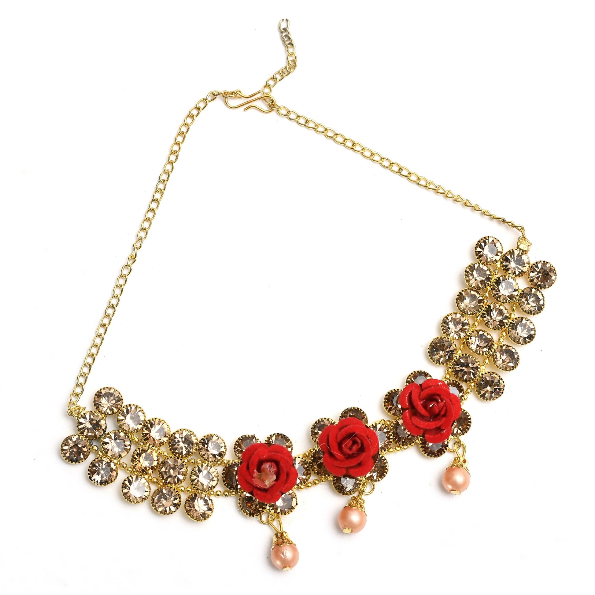 Mominos Fashion Johar Kamal Gold-Plated Brass Finish Stone/Pearls Choker For Women (Golden) - Grab2buy