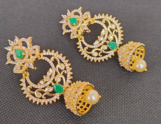 AD Emeralds Designer Jhumkas Grab2Buy Mokshi Collections Grab2Buy