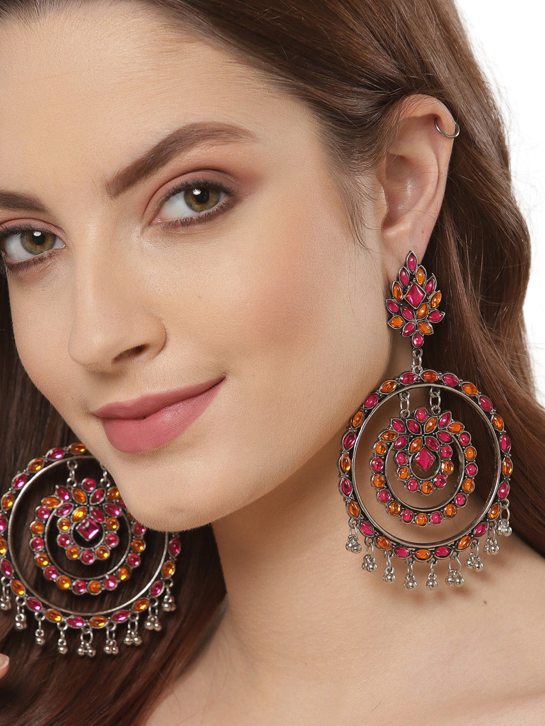 Shining Diva Multicoloured Oxidised Contemporary Drop Earrings - Grab2buy