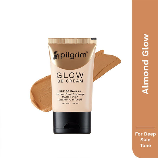Pilgrim Glow BB Cream SPF 50 PA++++ Instant Spot Coverage Matte Finish Vitamin C Infused - Almond Glow - Grab2buy