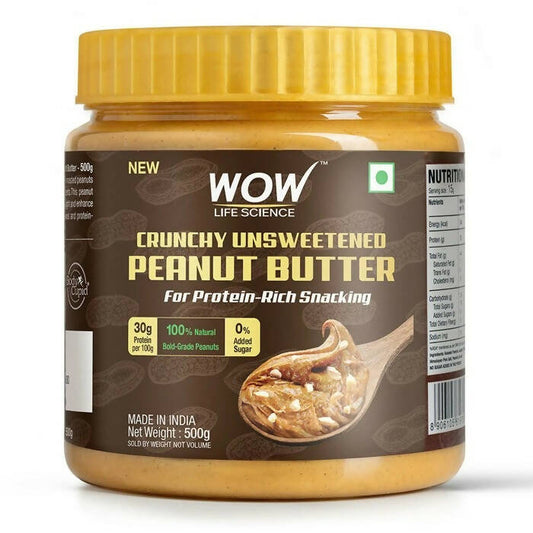 Wow Life Science Crunchy Unsweetened Peanut Butter - Grab2buy