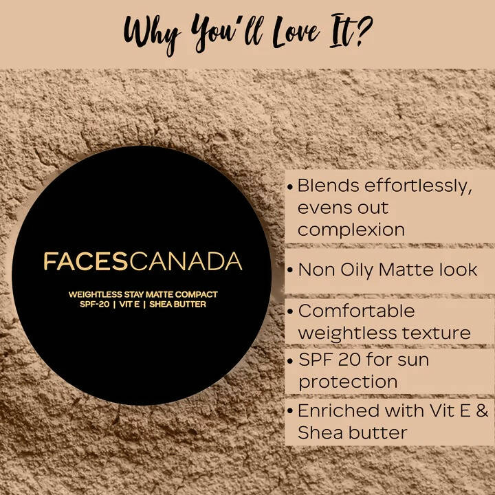 Faces Canada Weightless Stay Matte Compact SPF20-Beige 03 - Distacart