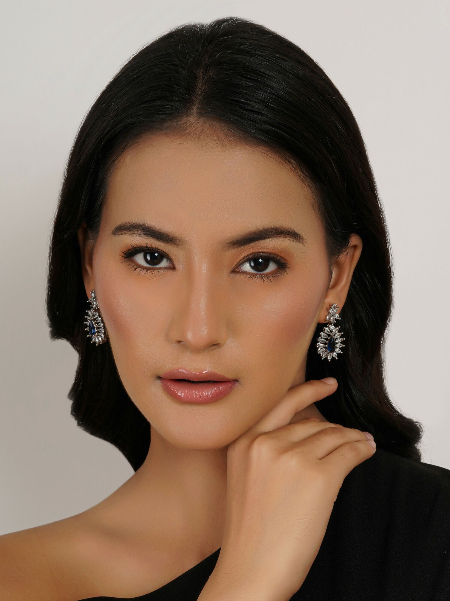 Long kundan earring (Blue) - Ruby Raang - Grab2buy