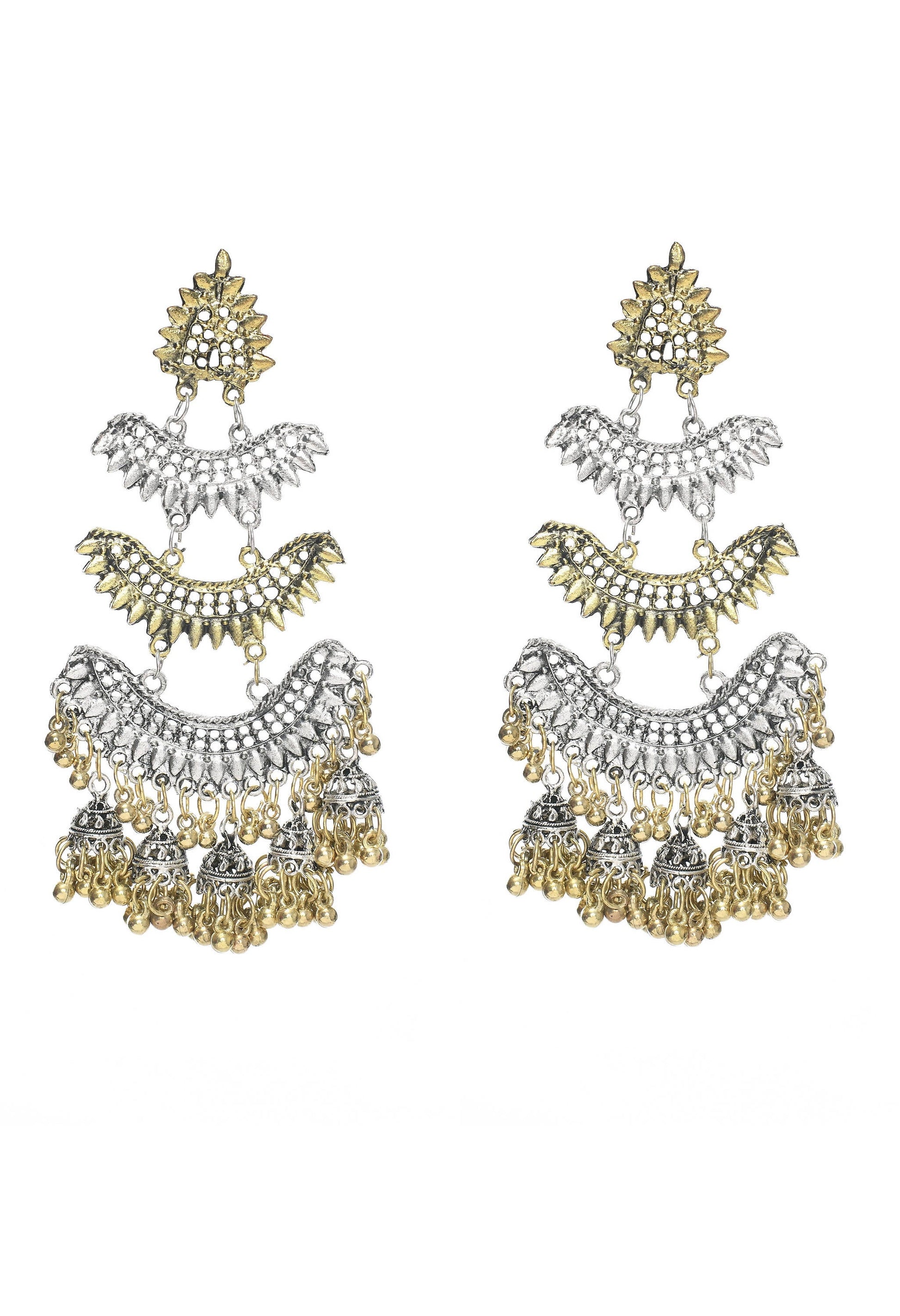 Mominos Fashion Johar Kamal Beautiful Silver & Gold Earrings - Grab2buy