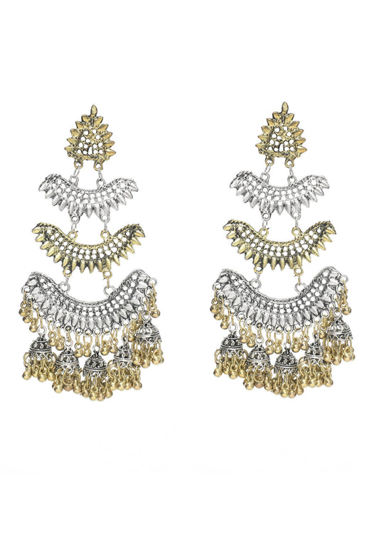 Mominos Fashion Johar Kamal Beautiful Silver & Gold Earrings - Grab2buy