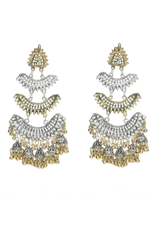 Mominos Fashion Johar Kamal Beautiful Silver & Gold Earrings