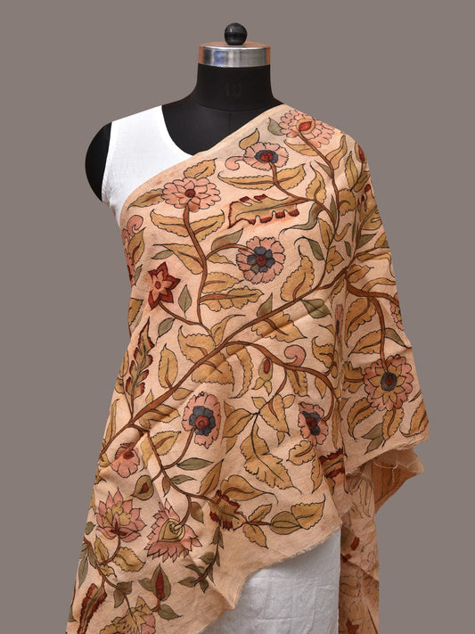 Cream Kalamkari Hand Painted Sico Stole with Tree of Life Design - Global Threads Grab2Buy Global Threads Grab2Buy