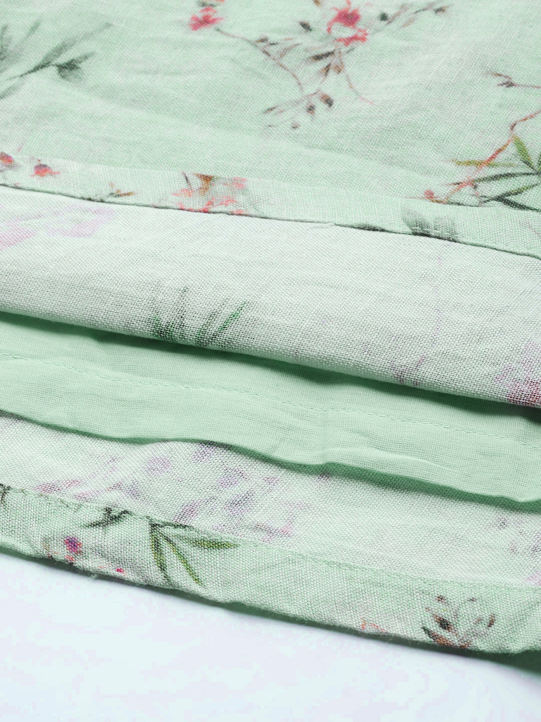 Biba Women Green & Pink Floral Printed Kurta - Grab2buy