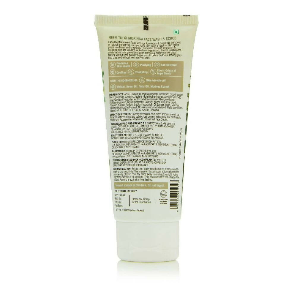 Fabessentials Neem Tulsi Moringa Face Wash & Scrub - Grab2buy