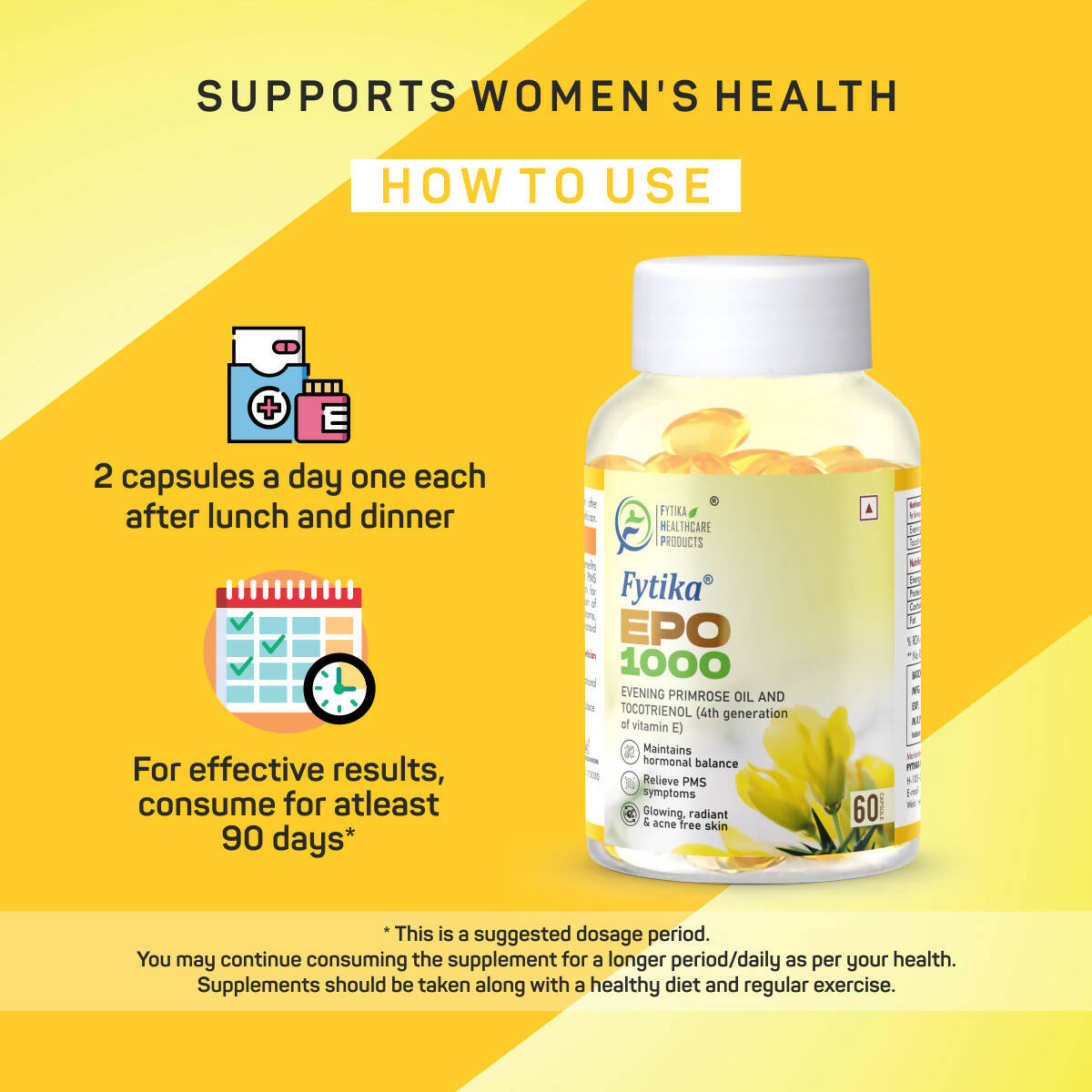 Fytika Epo 1000 Evening Primrose Oil and Tocotrienol Capsules - Distacart