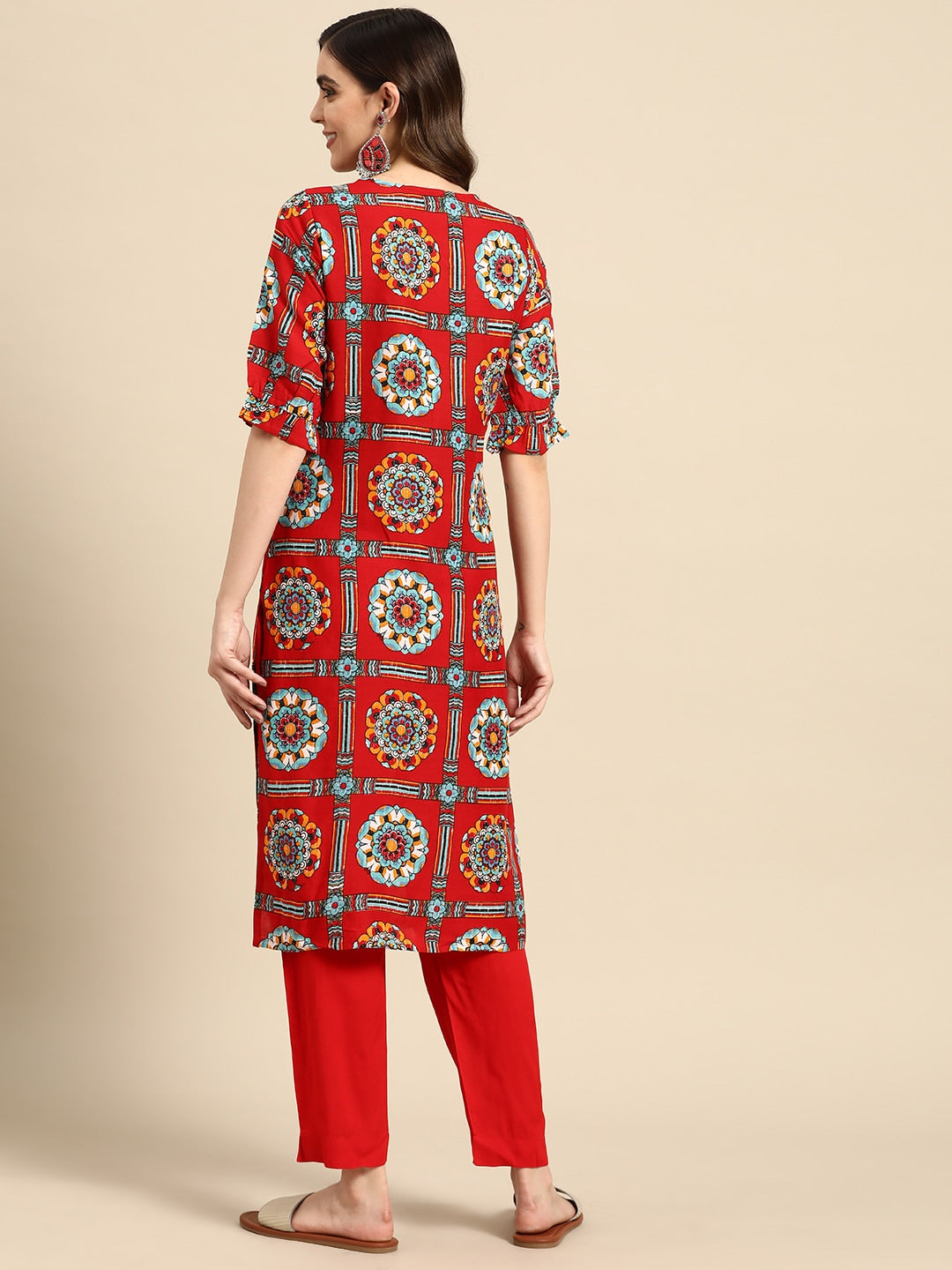 Sangria Women Ethnic Motifs Printed Kurta with Trousers - Grab2buy