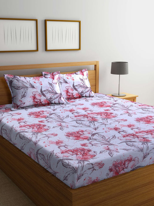 BOMBAY DYEING Floral Printed 100 TC Cotton Queen Bedsheet with 2 Pillow Covers | Grab2Buy