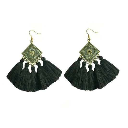 Tiaraa Black Ethnic Boho Earrings For Women - Grab2buy