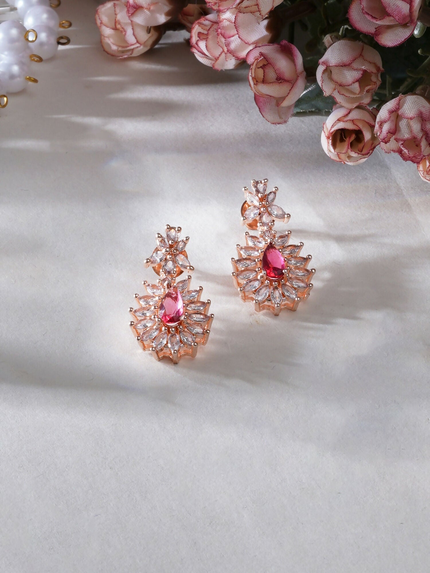 Long kundan earring (Red) - Ruby Raang - Grab2buy