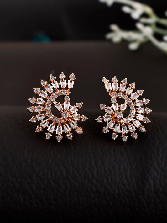Shoshaa Rose Gold Contemporary Studs Earrings - Grab2buy
