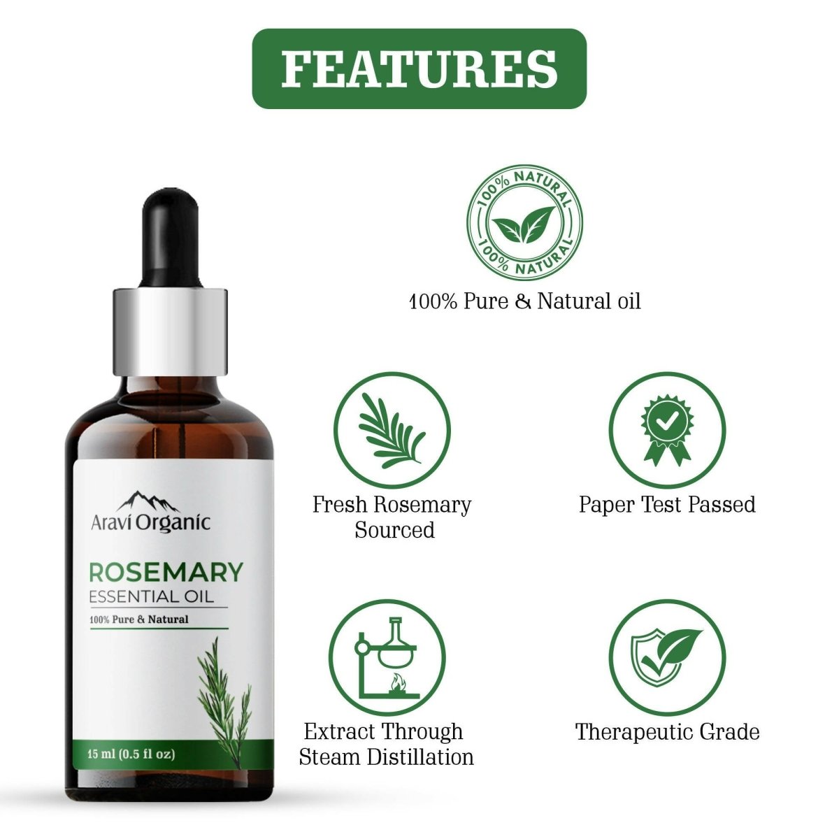 Aravi Organic Rosemary Hair Growth Essential Oil - Grab2buy