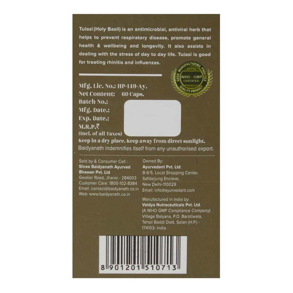 Baidyanath Jhansi Ayurvedant Tulasi Capsules - Grab2buy