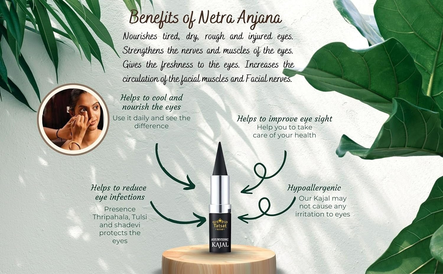 Tatsat 100% Natural Certified Ayurvedic Kajal With Pure Herbs - Grab2buy
