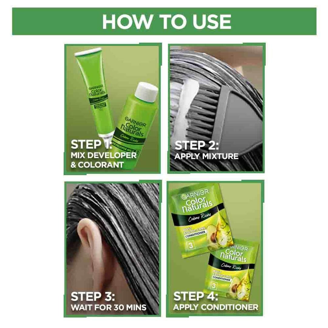 Garnier Color Naturals Creme Riche Hair Color, Shade 3 Darkest Brown - Grab2buy
