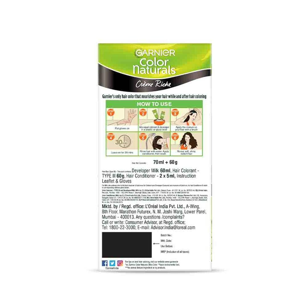 Garnier Color Naturals Creme Riche Hair Color, Shade 3 Darkest Brown - Grab2buy