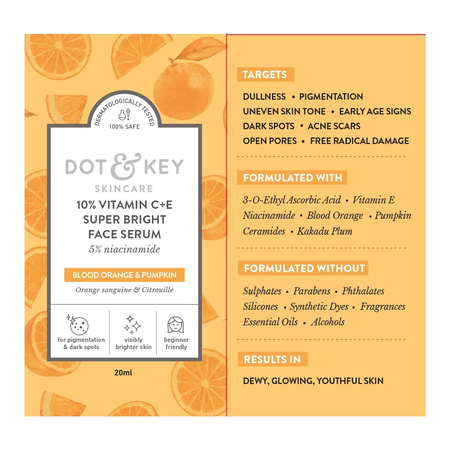 Dot & Key 10% Vitamin C+E Super Bright Face Serum With 5% Niacinamide, Glows Skin - Grab2buy