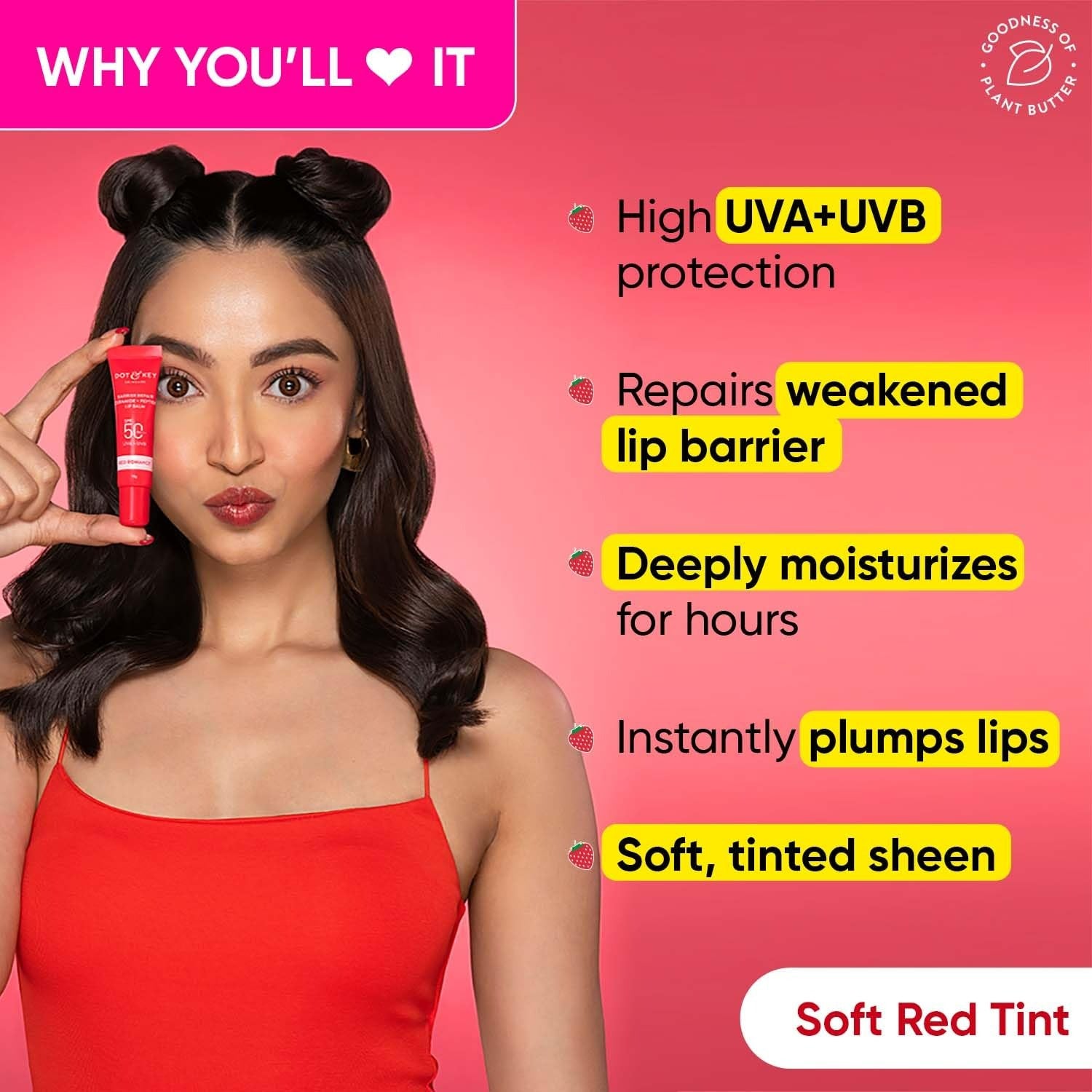 Dot & Key Barrier Repair Ceramide & Peptide SPF 50+, PA+++ Lip Balm - Red Romance - Grab2buy