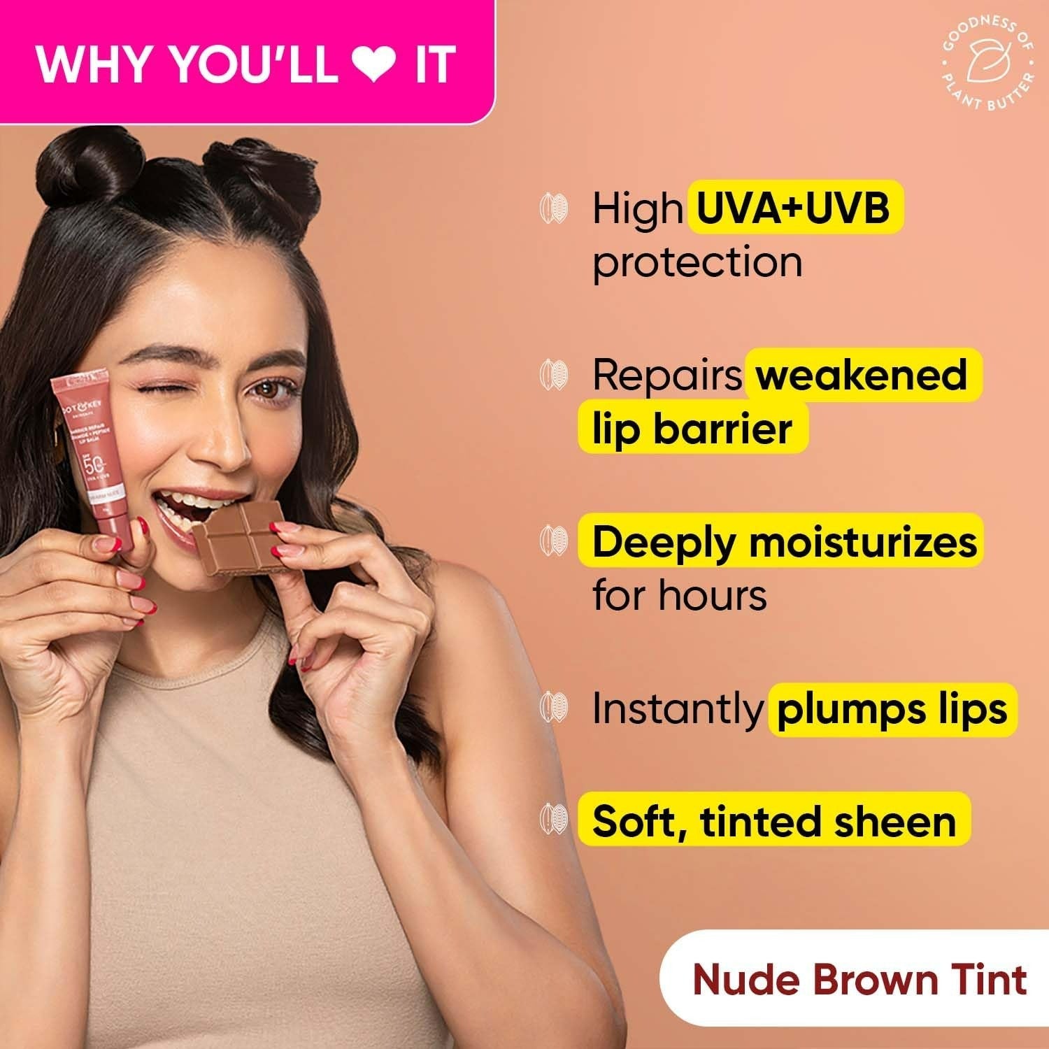 Dot & Key Barrier Repair Ceramide & Peptide SPF 50 PA+++, UVA+UVB Lip Balm - Warm Nude - Grab2buy