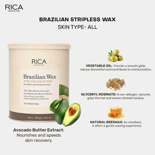Rica Brazilian Wax with Avocado Butter, Natural & Stripless Wax - Grab2buy