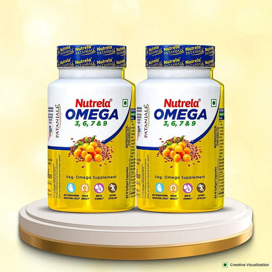Patanjali Nutrela Organic Omega 3, 6, 7, 9 Capsules | Complete Essential Fatty Acid Supplement