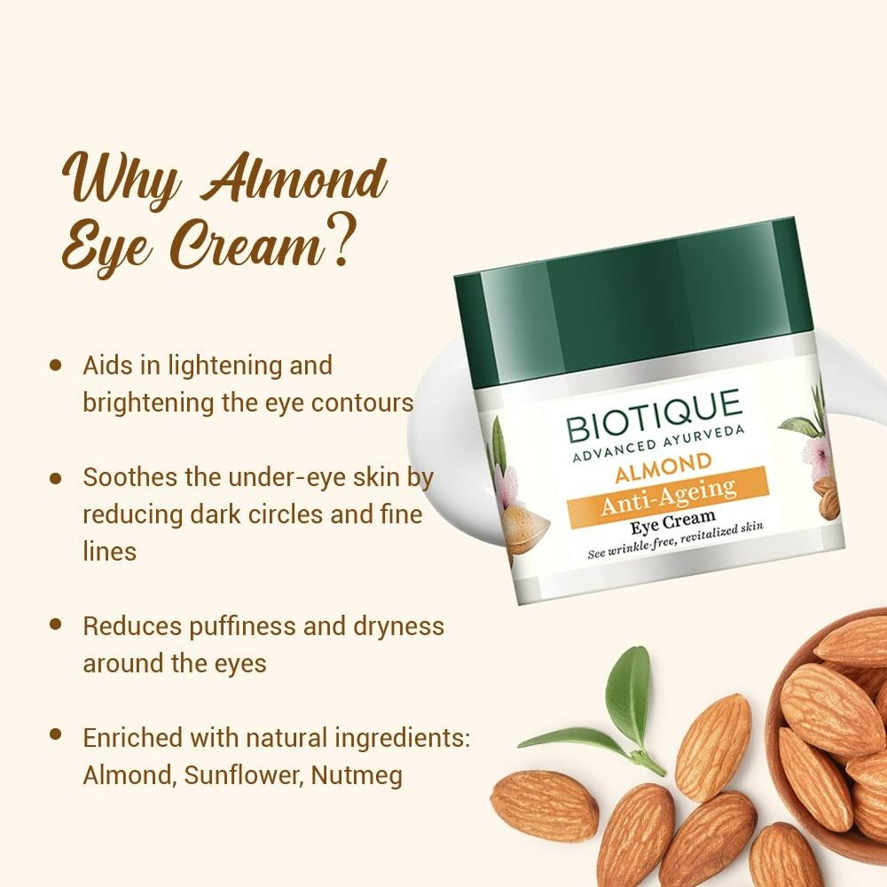 Biotique Bio Almond Soothing And Nourishing Eye Cream - Grab2buy