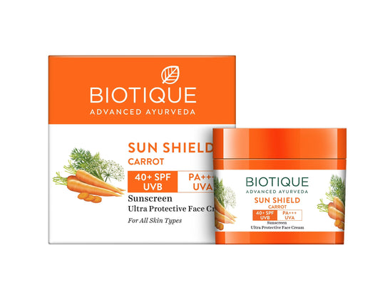 Biotique Advanced Ayurveda Bio Carrot 40+ SPF UVA/UVB Sunscreen Ultra Soothing Face Cream - Grab2buy