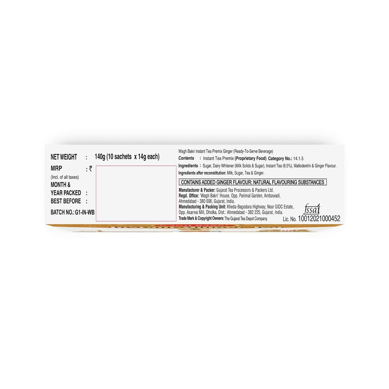 Wagh Bakri Instant Premix Ginger Tea - Distacart