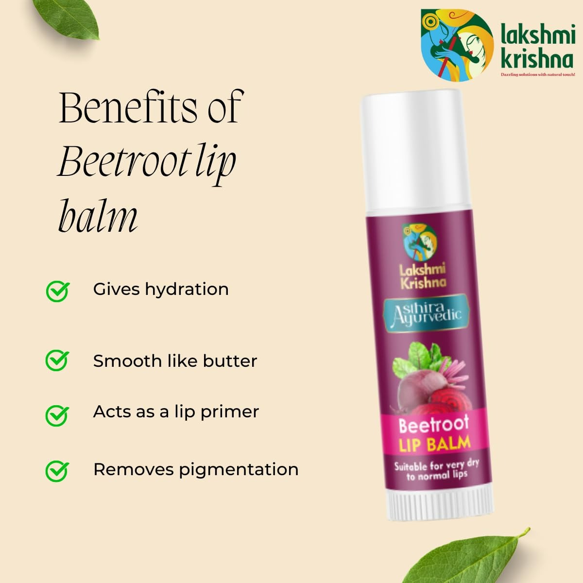 Lakshmi Krishna Naturals Beetroot Lip Balm - Grab2buy