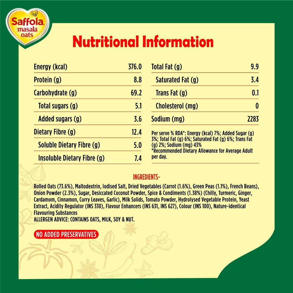 Saffola Masala Oats Veggie Twist - Grab2buy