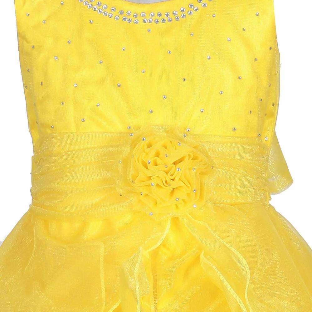 Asmaani Baby Girl's Yellow Color Satin Knee Length Frock (AS-DRESS_22141) - Grab2buy